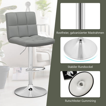 Verstellbare 360°-Drehhocker, 2er-Set, graues Leder