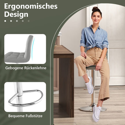 Verstellbare 360°-Drehhocker, 2er-Set, graues Leder