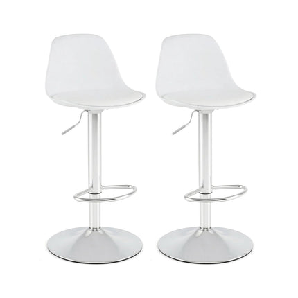 Adjustable 360 Swivel White Faux Leather Bar Stools
