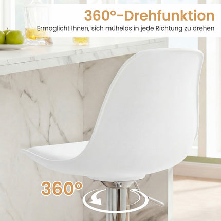 Adjustable 360 Swivel White Faux Leather Bar Stools
