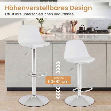 Adjustable 360 Swivel White Faux Leather Bar Stools