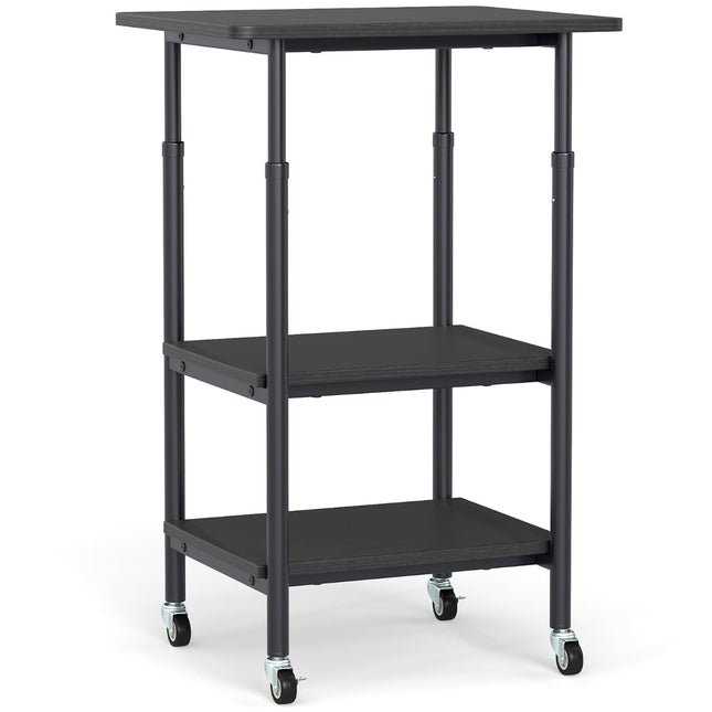 Adjustable 3-Tier Printer Stand with Shelves & Wheels