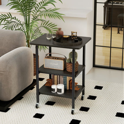 Adjustable 3-Tier Printer Stand with Shelves & Wheels