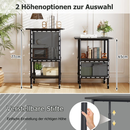 Adjustable 3-Tier Printer Stand with Shelves & Wheels