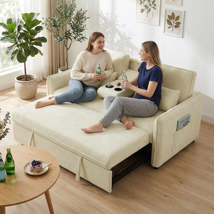 Nastavitelná rozkládací pohovka 3 v 1 s držáky nápojů a kapsami