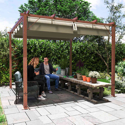Adjustable 3x3m Pergola, Aluminum Frame, UPF30+ Shade