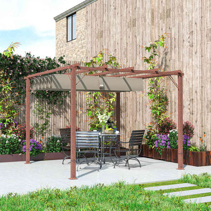 Adjustable 3x3m Pergola, Aluminum Frame, UPF30+ Shade