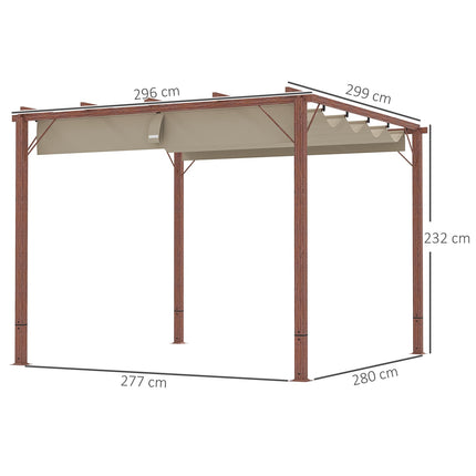 Adjustable 3x3m Pergola, Aluminum Frame, UPF30+ Shade