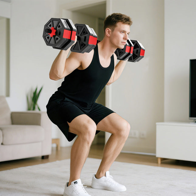 Verstellbares 4-in-1 Hantelset – 20 kg für das Heimtraining