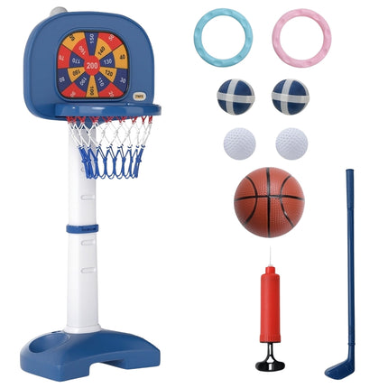 Adjustable 4-in-1 Kids Basketball Hoop Set with Accessories