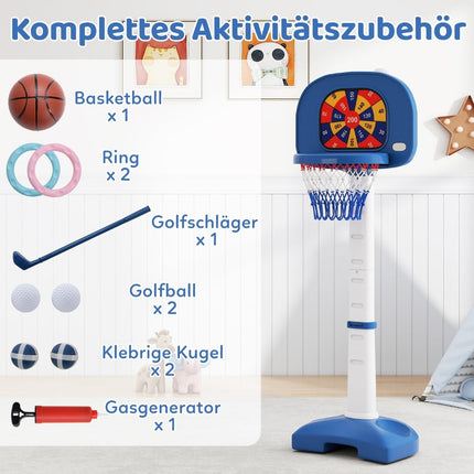 Adjustable 4-in-1 Kids Basketball Hoop Set with Accessories