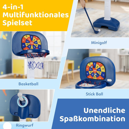 Adjustable 4-in-1 Kids Basketball Hoop Set with Accessories