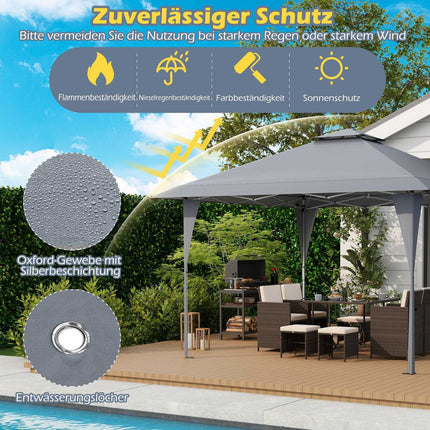 Adjustable 4x4m Pop-Up Gazebo with Double Roof & Metal Frame