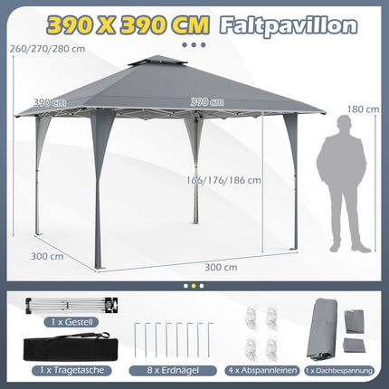 Adjustable 4x4m Pop-Up Gazebo with Double Roof & Metal Frame
