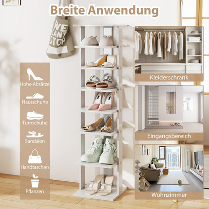 Verstellbares Holzschuhregal mit 8 Ebenen, platzsparend, Grau