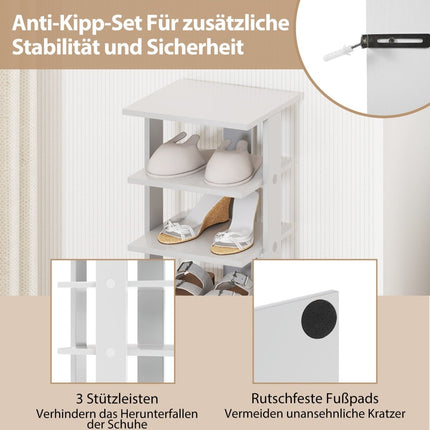 Verstellbares Holzschuhregal mit 8 Ebenen, platzsparend, Grau
