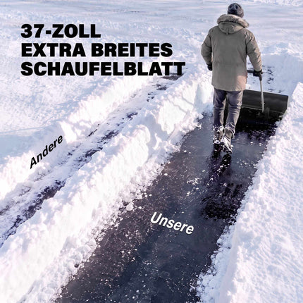 Adjustable 95 cm Wide Aluminum Snow Shovel with Wheels
