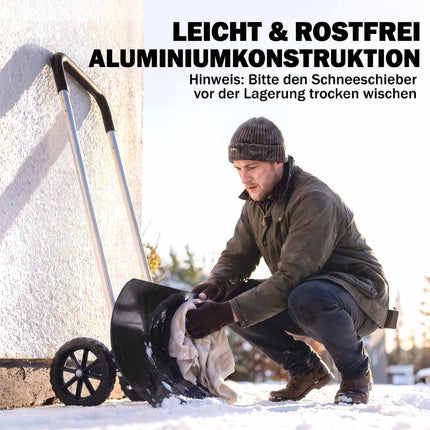 Adjustable 95 cm Wide Aluminum Snow Shovel with Wheels