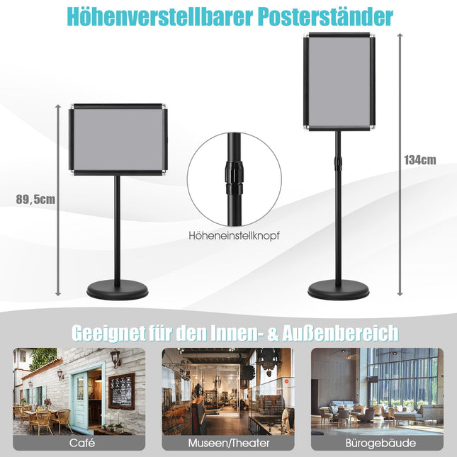 Verstellbares A3 Plakatständer-Set, drehbar, schwarz