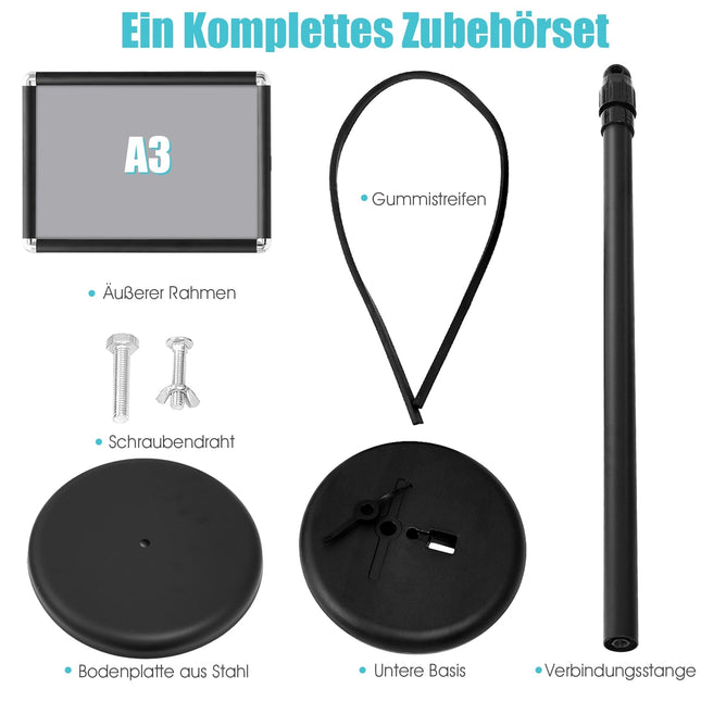 Verstellbares A3 Plakatständer-Set, drehbar, schwarz
