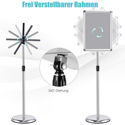 Adjustable A3 Poster Stands, Rotating, Set of 2, Silver