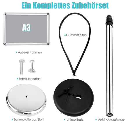 Adjustable A3 Poster Stands, Rotating, Set of 2, Silver