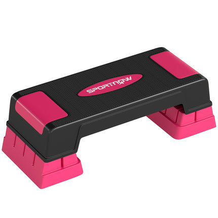 Verstellbare Aerobic-Step-Plattform, 3 Höhen, Schwarz/Pink