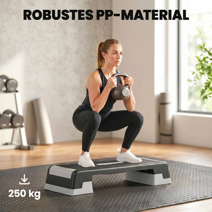 Adjustable Aerobic Step Platform, Non-Slip, 3 Heights 15-25 cm