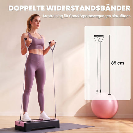 Adjustable Aerobic Stepper with Resistance Bands, Pink