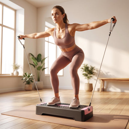 Adjustable Aerobic Stepper with Resistance Bands, Pink
