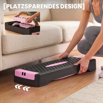 Adjustable Aerobic Stepper with Resistance Bands, Pink