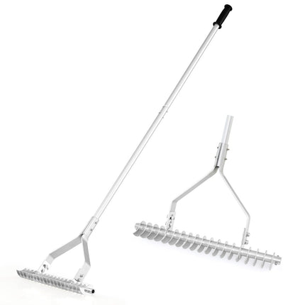 Verstellbarer Aluminium-Gartenrechen, 50x178 cm, 19 Zinken