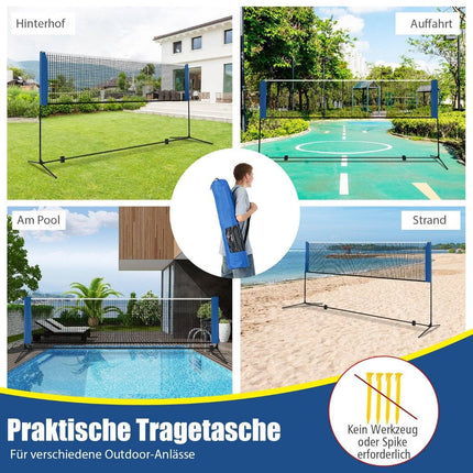 Verstellbares Badmintonnetz-Set mit Ständer, Federbällen & Tasche