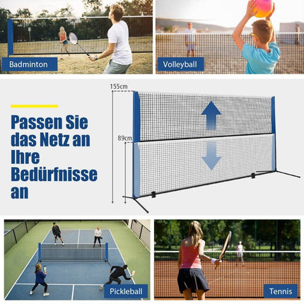 Verstellbares Badmintonnetz-Set mit Ständer, Federbällen & Tasche