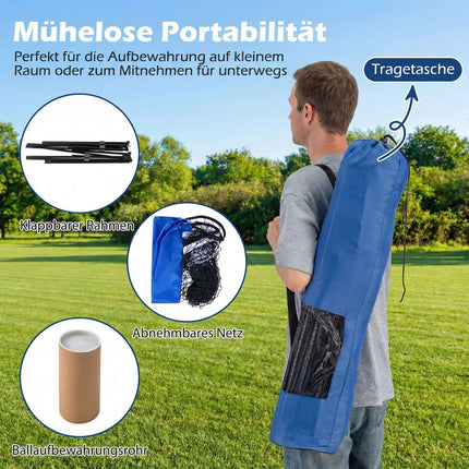Verstellbares Badminton-Volleyball-Netz mit Tragetasche und Federbällen