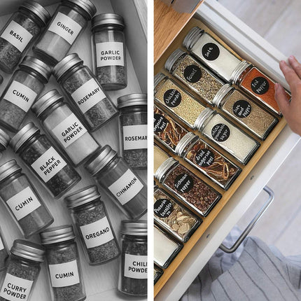 Adjustable Bamboo Spice Rack Set – 8 Compartments