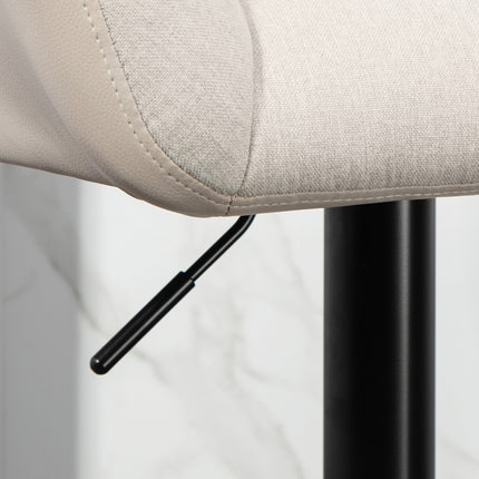 Verstellbare Barhocker, 2er-Set, Kunstleder, Creme/Schwarz