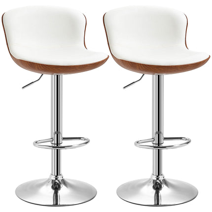 Verstellbare Barhocker 2er-Set, drehbarer Sitz, Cremeweiß