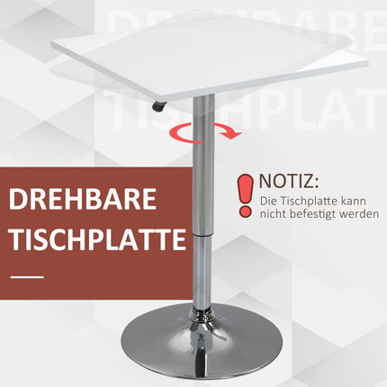 Adjustable Bar Table – Square, 69-91 cm, White/Silver