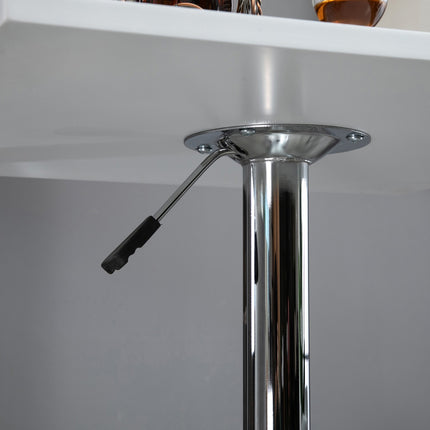 Adjustable Bar Table – Square, 69-91 cm, White/Silver