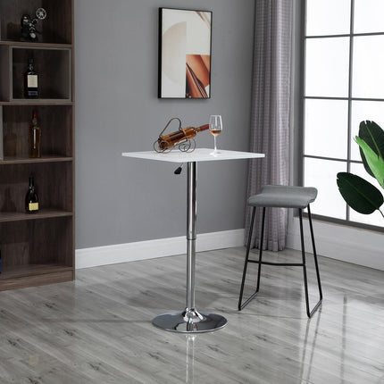 Adjustable Bar Table – Square, 69-91 cm, White/Silver