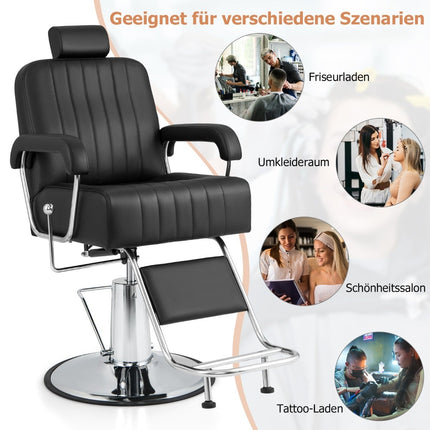 Adjustable Barber Chair, 360 Swivel, Reclining Backrest