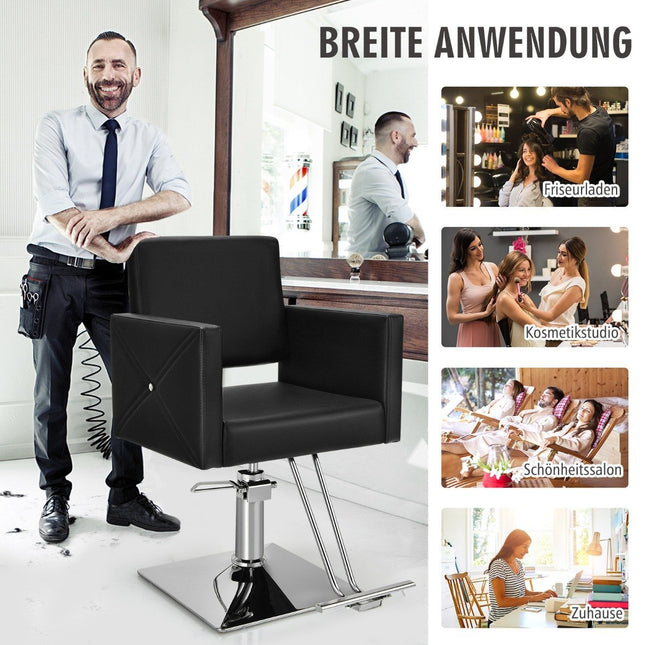 Verstellbarer Friseurstuhl mit Hydraulikpumpe, 360° drehbar, Schwarz