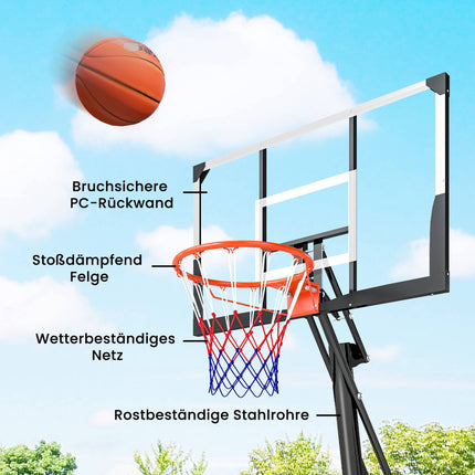 Verstellbarer Basketballkorb 2,45-3,05 m mit Rebound-Trainer