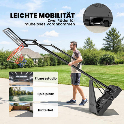 Verstellbarer Basketballkorb 2,45-3,05 m mit Rebound-Trainer