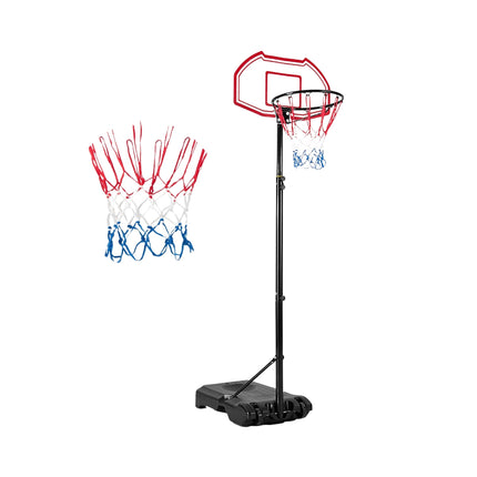 Nastavitelný basketbalový koš, přenosná plnitelná základna, 2 sítky