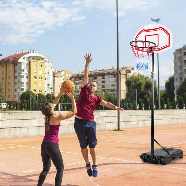 Verstellbarer Basketballkorb, tragbarer befüllbarer Standfuß, 2 Netze