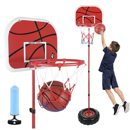 Adjustable Basketball Hoop Set with Backboard and Ball