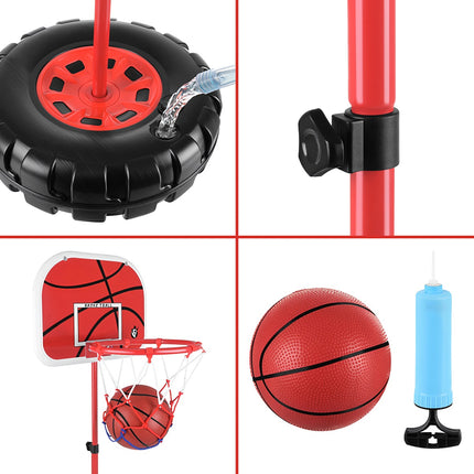 Adjustable Basketball Hoop Set with Backboard and Ball