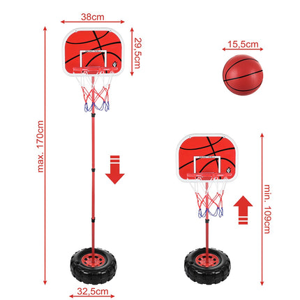 Adjustable Basketball Hoop Set with Backboard and Ball